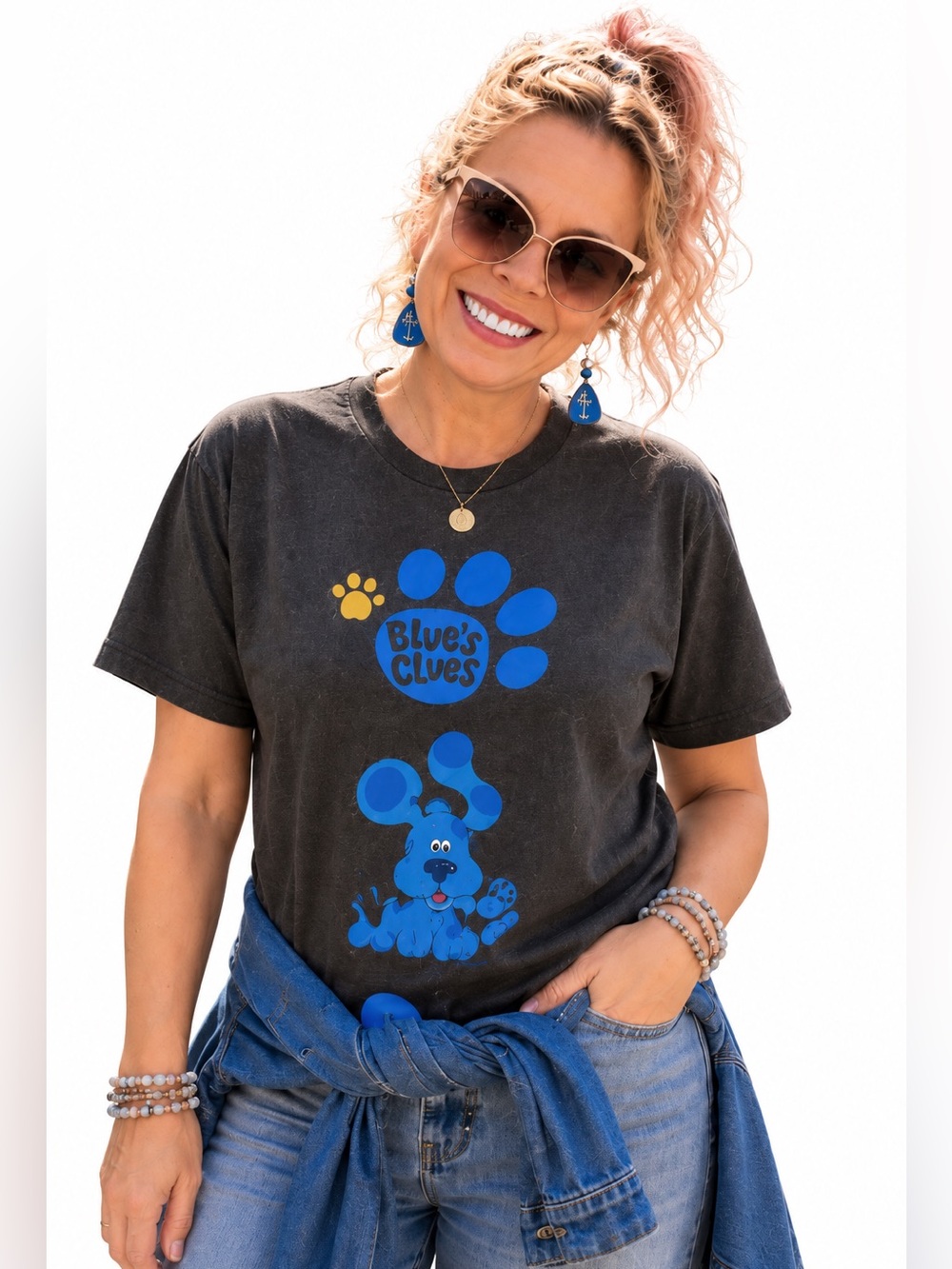 Blue’s Clues Graphic Tee Medium Nickelodeon Y2K 90s Cartoon Retro Shirt